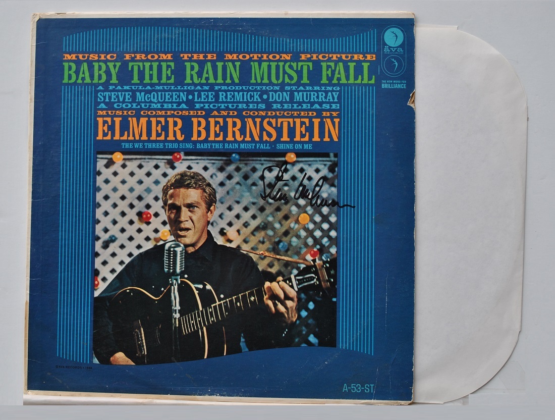 STEVE McQUEEN SIGNED MOVIE SOUNDTRACK - BABY THE RAIN MUST FALL w/COA  - $3,800.00
