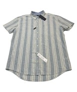 Tommy Hilfiger Shirt Men XXL Blue Striped Linen Blend Button Down Preppy... - $47.12 CAD