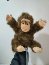 Hosing Monkey Chimp Plush Hand Puppet Squeaks Stuffed brown tan 10&quot; - £11.95 GBP