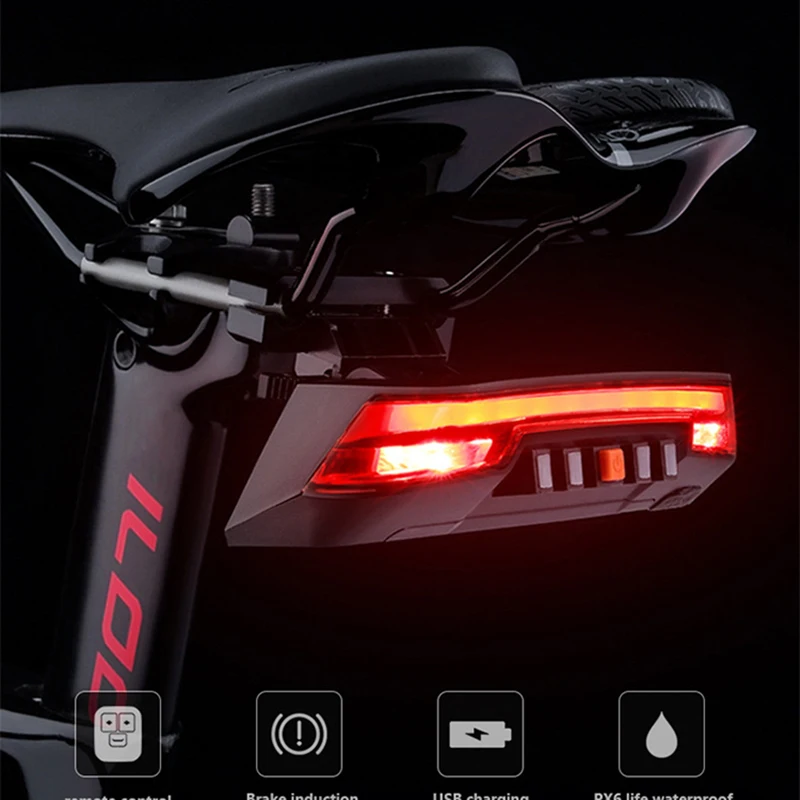 2000mAh Bicycle Light Rear Rechargeable Bike Lamp Induction Brake Taillight - £21.11 GBP