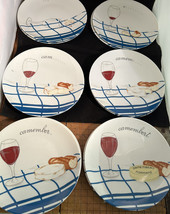 Limoges Porcelaine De Sologne Camembert Wine &amp; Cheese PLATES-Fun 12 Plate Set! - £87.04 GBP