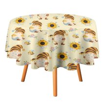 Funny Sunflowers Tablecloth Round Kitchen Dining for Table Cover Decor Home - £12.77 GBP+