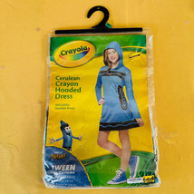 Crayola Cerulean Blue Crayon Hooded Dress Costume Tween Size Medium 10-12 - £15.47 GBP