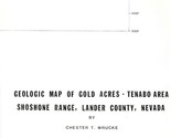 USGS Geologic Map: Gold Acres - Tenabo Area Shoshone Range, Nevada - £10.36 GBP