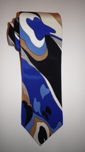 Yates &amp; Co London art deco blue/white silk tie handmade England, free shipping - £47.67 GBP