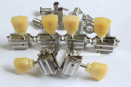 One Set 3R+3L Vintage Deluxe Guitar Machine Heads Tuners In Nickel 14:1 - £25.31 GBP