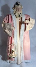Silvestri Pink Santa Claus w/ Birds Tree Topper Figure Paper Mache Vintage - $41.58