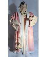 Silvestri Pink Santa Claus w/ Birds Tree Topper Figure Paper Mache Vintage - $57.02 CAD