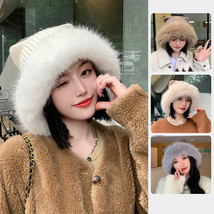 Winter Warm Hat Fluffy Faux Fur Trimmed Caps Cute Beanie Hat Gifts Women - £9.83 GBP