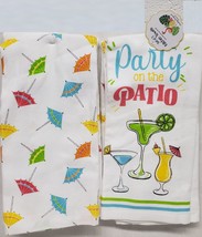 2 DIFFERENT JUMBO TOWELS (16&quot;x26&quot;) SUMMER PARTY ON THE PATIO &amp; COCTAILS, HW - $14.84