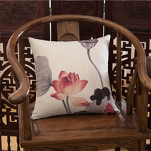 18 x 18 in Lotus Vintage Cotton Linen Throw Pillow Covers Sofa Cushion Covers - £15.81 GBP