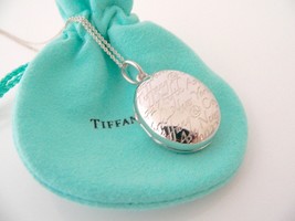 Tiffany &amp; Co Notes Oval Locket Necklace Pendant Charm 18 Inch Chain Silver Gift - £1,040.78 GBP