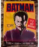 1989 Movie : BATMAN (Joker Cover) Topps UNOPENED trading card pack - $32.91 CAD