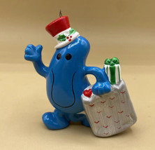 Vintage Mr Busy Schmid Christmas Ornament 3” Wishing You A Very Merry Christmas - £11.18 GBP