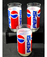 Vintage LIBBEY 1980s Wrap Around 14 Ounce PEPSI COLA 5.5&quot; Glass - Set Of 3 - $24.30 CAD