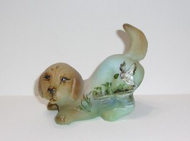 Fenton Glass Jadeite Mallard Duck Drake Puppy Dog Figurine Ltd Ed #3/30 Kibbe - £134.61 GBP