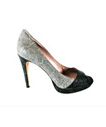 Vince Camuto Black Gray Glitter Peep Toe Pumps Heels Shoes Women&#39;s 8 B (... - £55.30 GBP