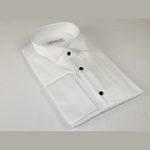 Mens 100% Italian Cotton Tux Formal Shirt SORRENTO Turkey 4846 White Wing tip image 7