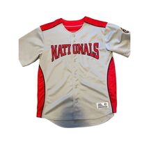 Washington Nationals MLB Dynasty Series Jersey Size L Gray Red Button Up - $21.42