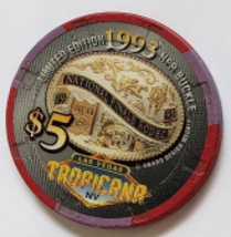 Tropicana Hotel Las Vegas $5 Limited Edition 1993 NFR Buckle Casino Chip,Vintage - £15.94 GBP