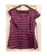 ANN TAYLOR Women&#39;s Short Sleeve Purple Blouse Size 4 Peplum - $13.86