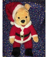 Vintage Disney Store Holiday Winnie The Pooh Plush Christmas Santa Claus - $18.04
