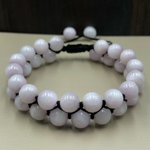Natural Pink Kunzite 8x8 mm Beads Adjustable 2 Strand Thread Bracelet 2TB-44 - £17.94 GBP