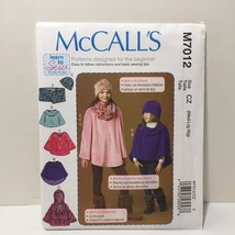 McCall&#39;s 7012 Size Med-Xlg Girls&#39; Ponchos Hat Scarf - £10.27 GBP