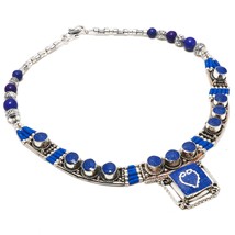 Lapis Lazuli Bohemian Handmade Ethnic Gifted Jewelry Necklace Nepali 18&quot; SA 4536 - £16.67 GBP