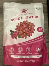 Organic Rose Herbal Tea with Premium Dried Rose Buds 30 Tea Bags Natural - £11.79 GBP