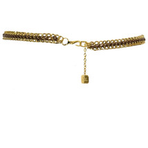Ralph Lauren Gold Double Chain Link Patent Leather Woven Logo Charm Belt L/XL - £47.54 GBP