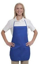 Unisex Kitchen Apron Cotton Blend Twill Two Pocket Medium Bib Apron - Royal Blue - £7.82 GBP