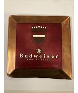 Budweiser King of Beers Mid Century Copper &amp;Red Enamel 8”X8”Advertising ... - $399.43 CAD