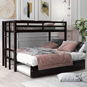 Twin Over Twin &amp; King Bunk Bed With Trundle,Bottom Bed Can Convertible I... - $889.99