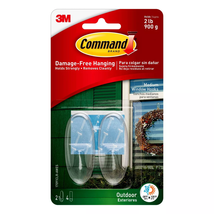 NEW Command Medium Window Hooks &amp; Strips Clear Outdoor 2 pk holds 2 lb no damage - £2.75 GBP