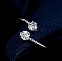 1.50CT Heart Cut CZ Diamond Bypass Engagement Ring 14K White Gold Finish - £106.80 GBP