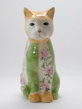 Vintage Seymour Mann COUNTRY ROSE Hand-Painted Animal Cat Statue Pink Ro... - $24.74