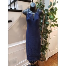 Mlle Gabrielle Maxi Dress Women&#39;s Size 2X Blue Rayon Keyhole Hi-Low Sleeveless - $27.72