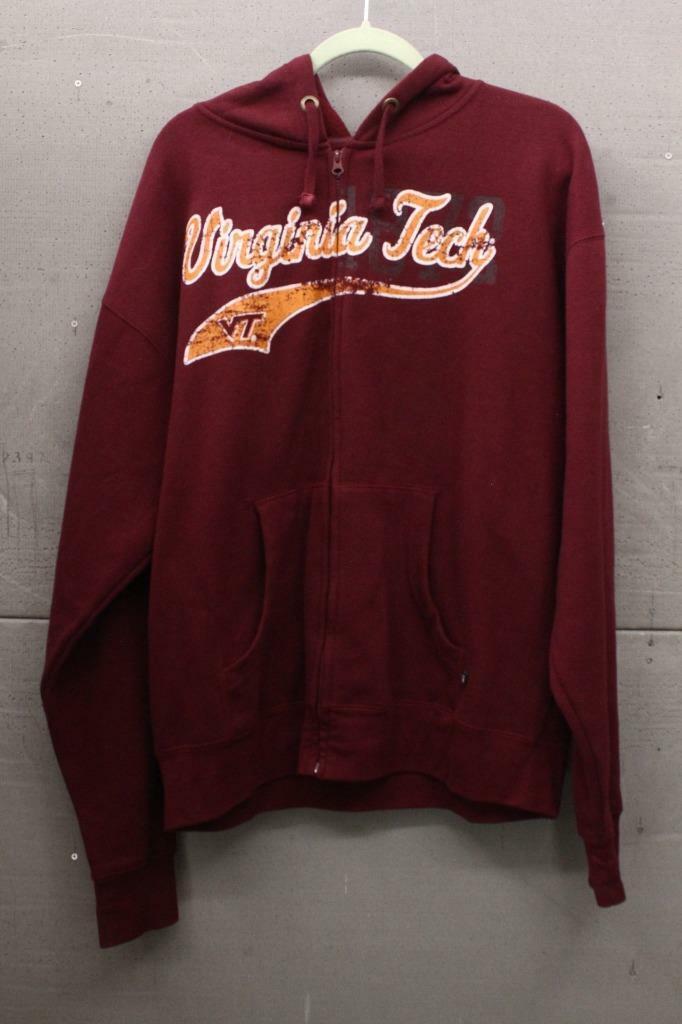 EUC Virginia Tech VT Logo Unisex 2XL J America Full Zip Maroon Fleece Ho... - $20.57