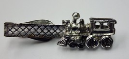 Vintage Train Locomotive Tie Bar Clip Clasp Stay Silver Tone - £7.43 GBP