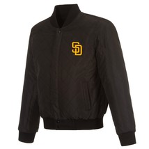 MLB San Diego Padres Wool & Leather Reversible Jacket with 2 Front Logos Black - $219.99