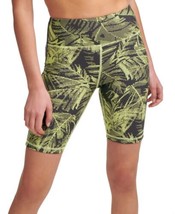 DKNY Womens Sport Palm-Print High-Waist Bike Shorts Color Sunny Lime Size Small - £36.59 GBP