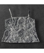 R&amp;M Richards Crop Top Women&#39;s Size 14 Lined Sequined Paisley Layering Pi... - $17.05