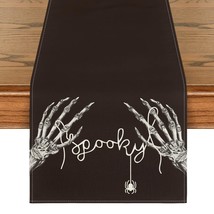 Skeleton Hand Spooky Halloween Table Runner, Seasonal Fall Spider Kitchen Dining - £20.77 GBP