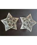 Vintage Set of Hazel ATLAS 5 point Star Shaped Pressed Clear Glass Candl... - $18.42