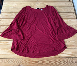 Susan graver NWOT Women’s cool touch 3/4 bell sleeve scoop Neck top L red RTR1 - £13.12 GBP