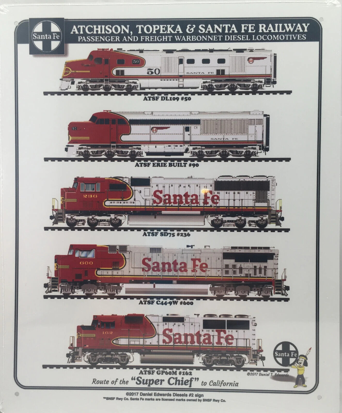 Primary image for Santa Fe Railroad Diesel Locomotives #2 Train Sign | Aluminum | 12"x10"