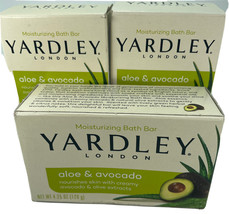 3x Yardley London Aloe &amp; Avocado Moisturizing Bath Bar Soap 4.25oz Lot o... - £9.82 GBP