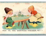 Olandese Fumetto See Saw Teeter Totter Bambini Insieme Ma? DB Cartolina R26 - £4.06 GBP