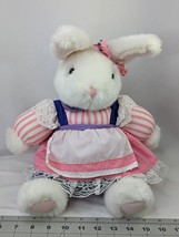 Walmart White Rabbit Plush Pink Stripe Dress Purple Pants 12 Inch Stuffed Animal - £17.41 GBP